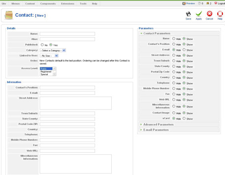 contact admin Joomla Contact Form