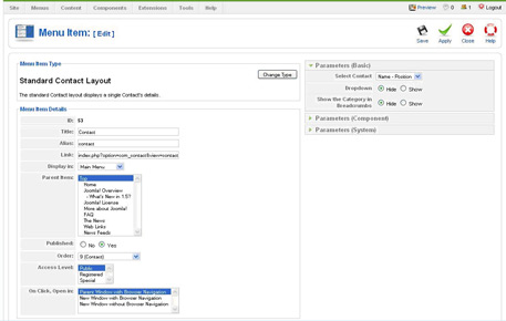 contact layout Joomla Contact Form