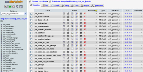 database screenshot How To Back Up Joomla